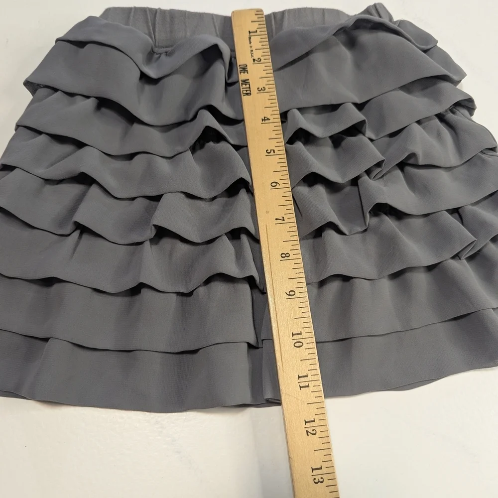 Vintage Gymboree Girls Grey 8-Layer Ruffle Skirt with Elastic Waistband, Size 4
